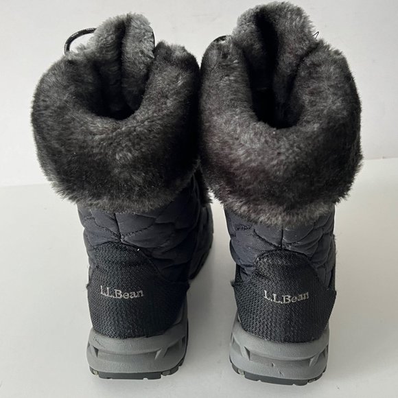 L.L. Bean Quilted Winter Snow Boots Faux Fur Lined Mid Calf Lace Up Booties - Picture 5 of 16